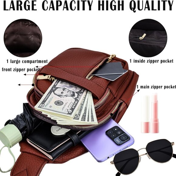 Versatile Chest Bag with Smooth Zipper - Adjustable Unisex Crossbody Handbag - Picture 5 of 7